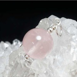 COLGANTE CUARZO ROSA PLATA