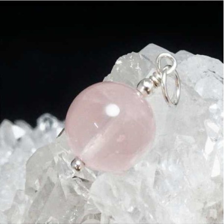 COLGANTE CUARZO ROSA PLATA